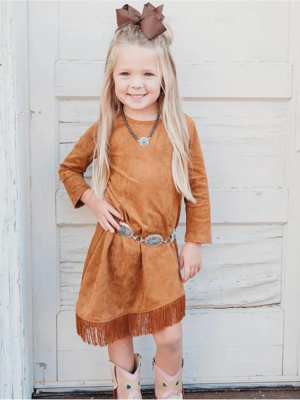 Toddler faux silver and turquoise concho western belt